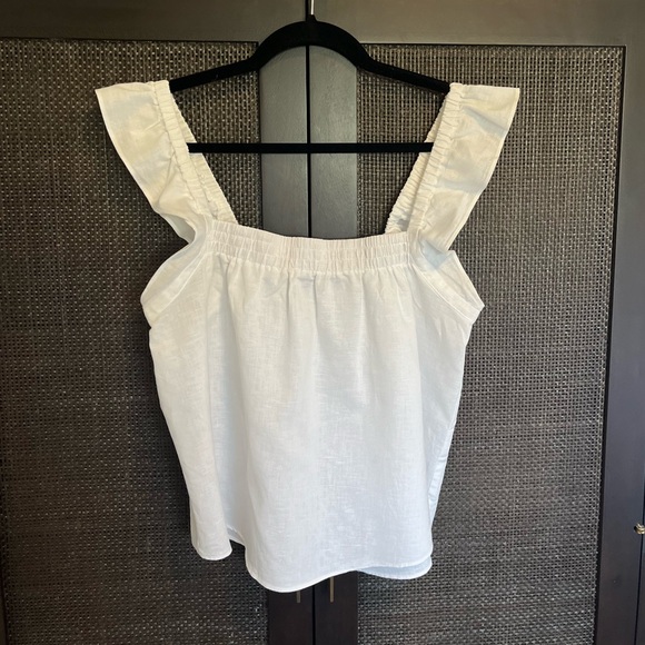 Mink pink Cotton Ruffle Sleeve Tank Top. White. Sz. Small. - Picture 1 of 6